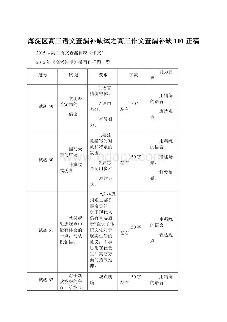 海淀区高三语文查漏补缺试之高三作文查漏补缺101正稿.docx