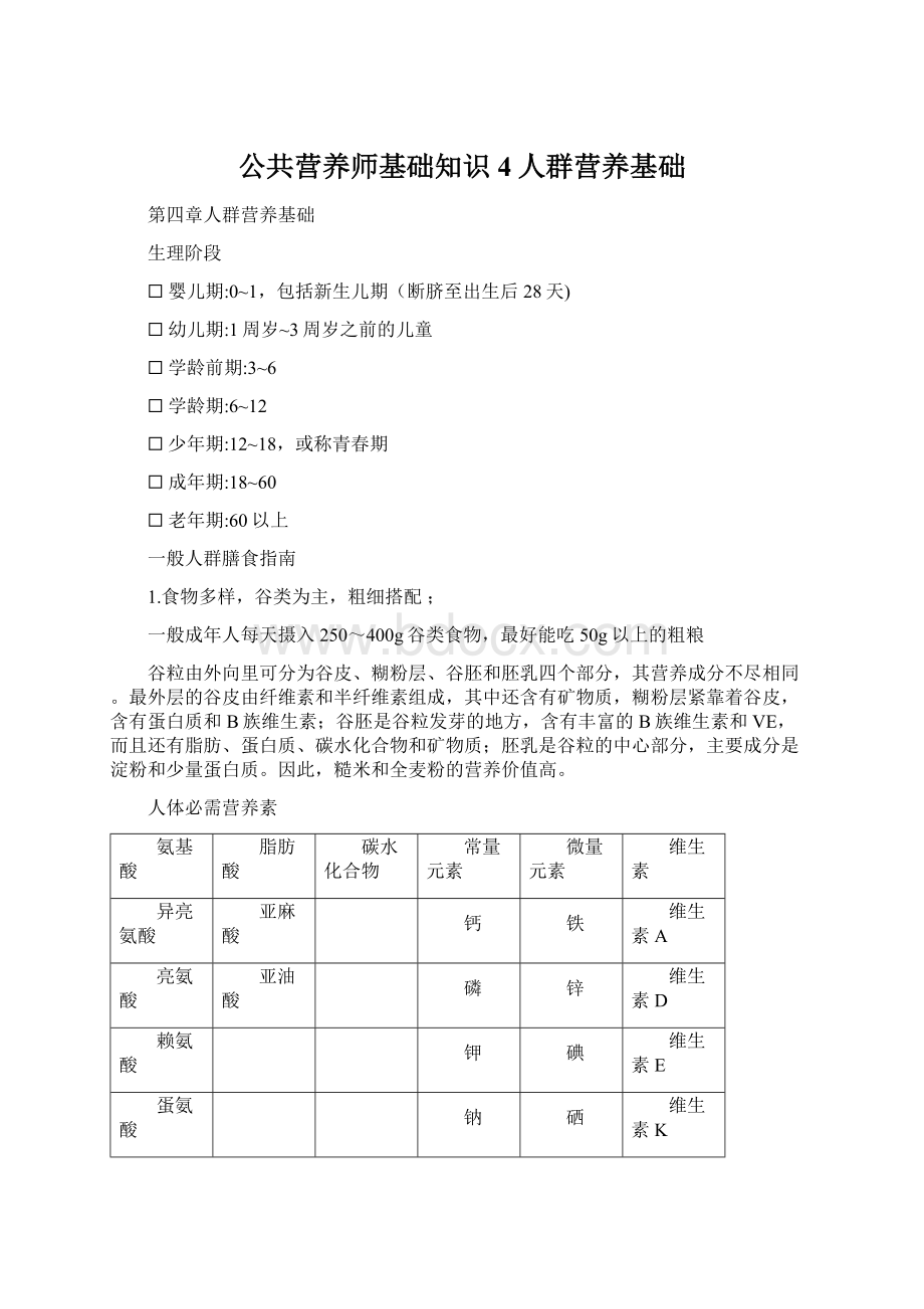 公共营养师基础知识4人群营养基础.docx