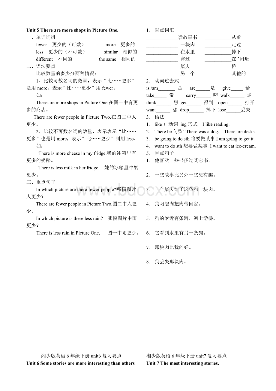 湘少版英语6年级下册1-10单元复习要点.doc_第3页