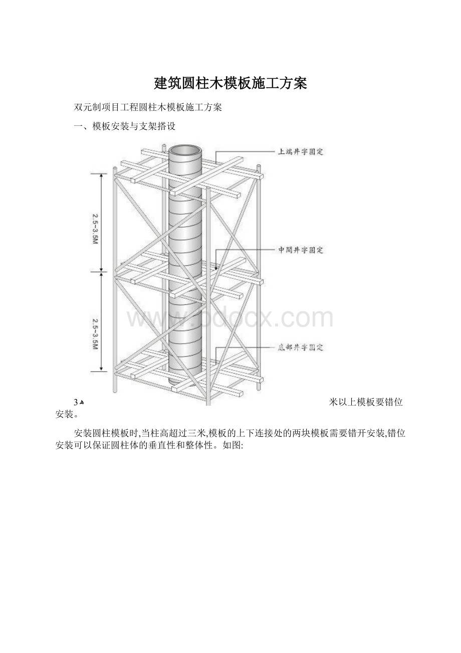 建筑圆柱木模板施工方案Word文档格式.docx_第1页