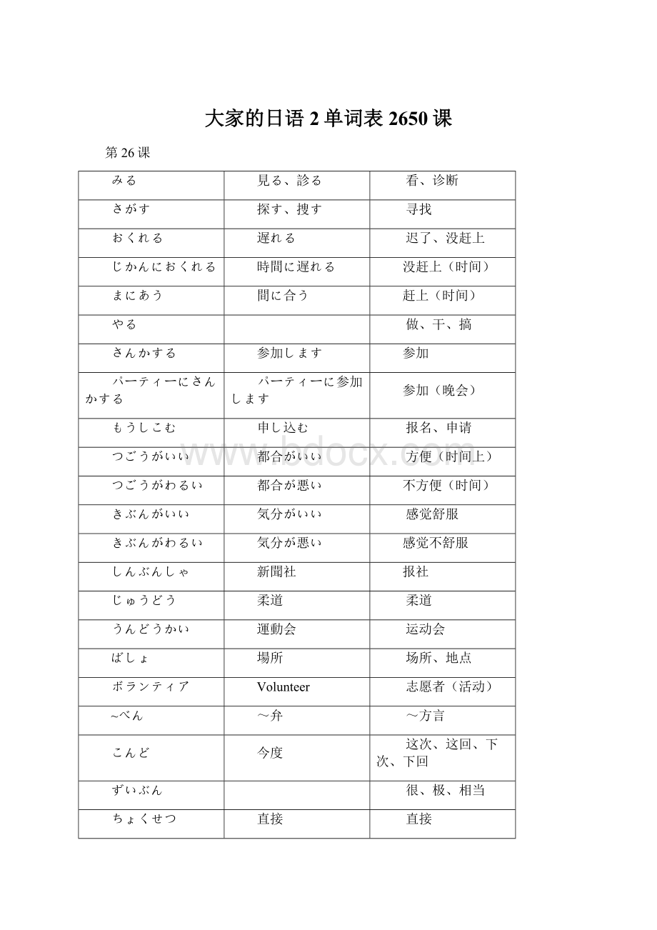 大家的日语2单词表2650课Word文件下载.docx