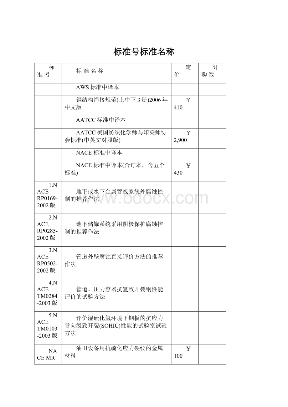 标准号标准名称Word文件下载.docx