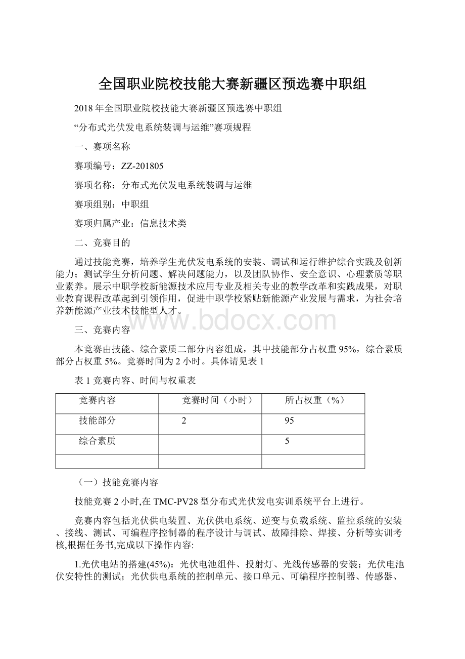 全国职业院校技能大赛新疆区预选赛中职组.docx