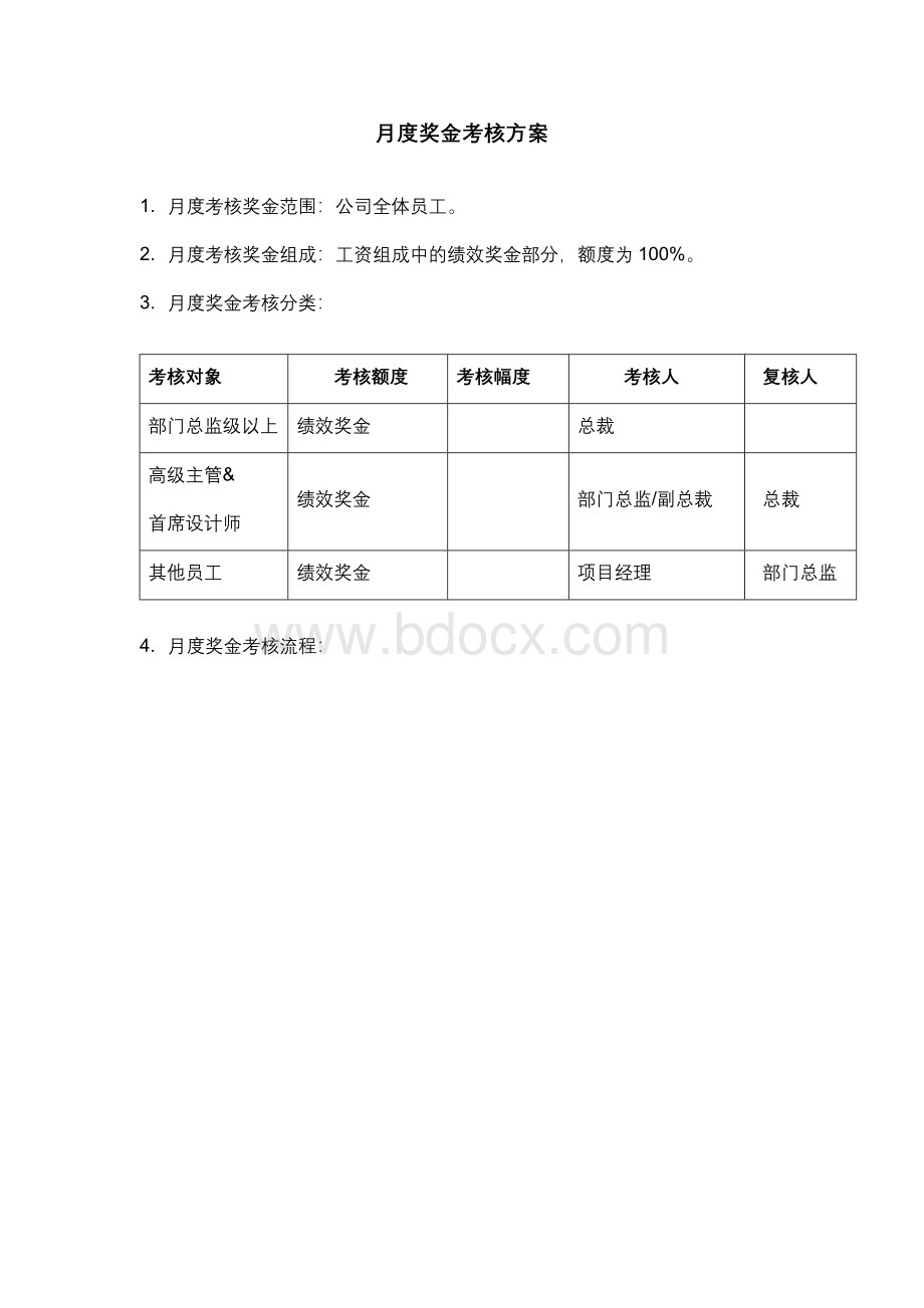 月度绩效考核方案Word格式文档下载.docx