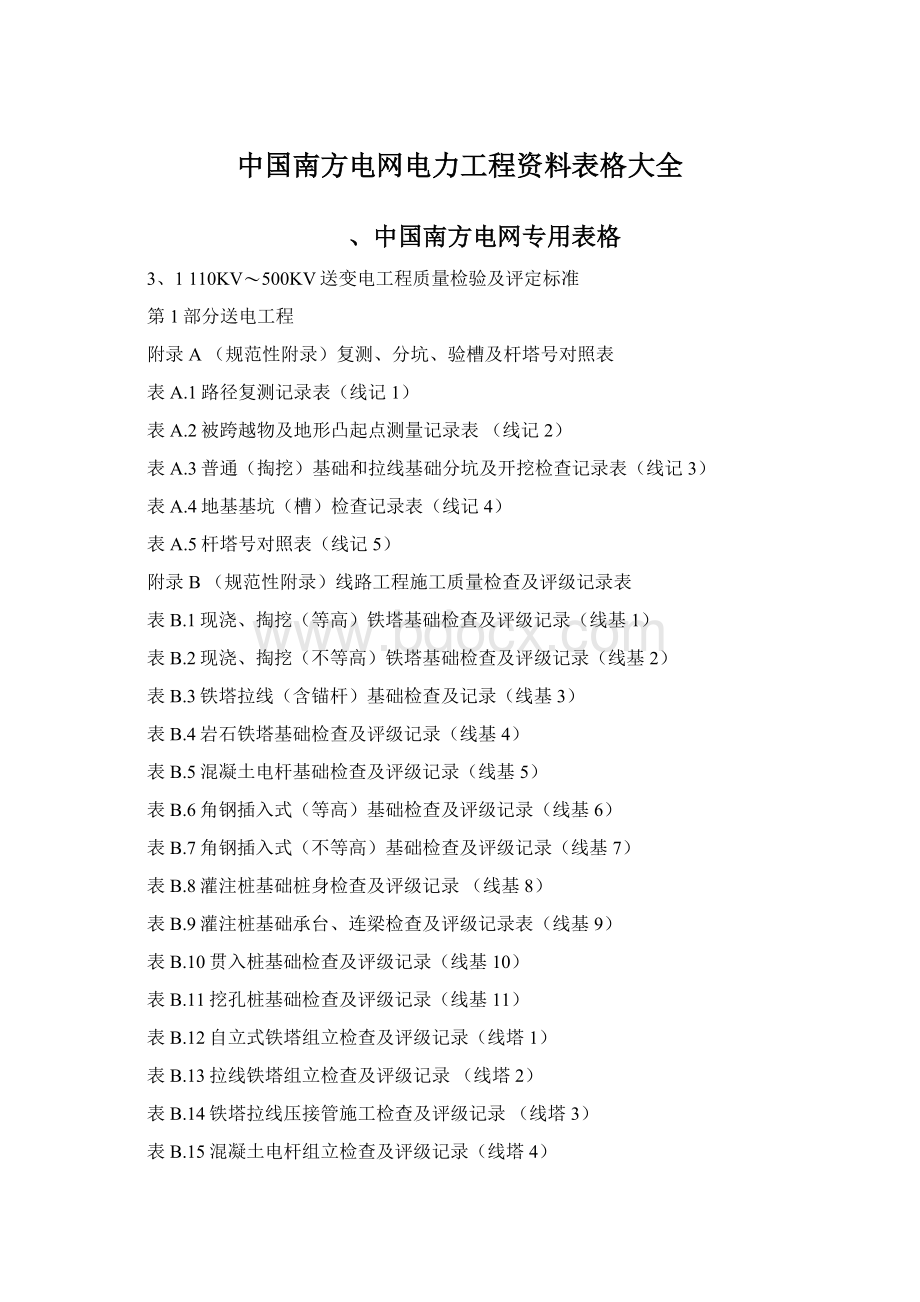 中国南方电网电力工程资料表格大全.docx