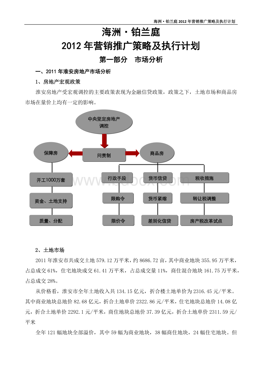 江苏淮安铂兰庭2012年营销推广策略及执行计划Word下载.docx