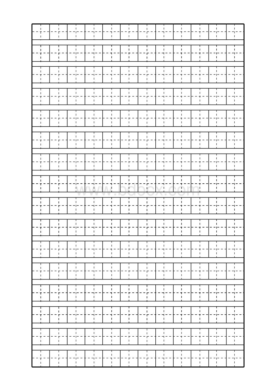 小学一年级田字格练字字帖模板表格文件下载.xls