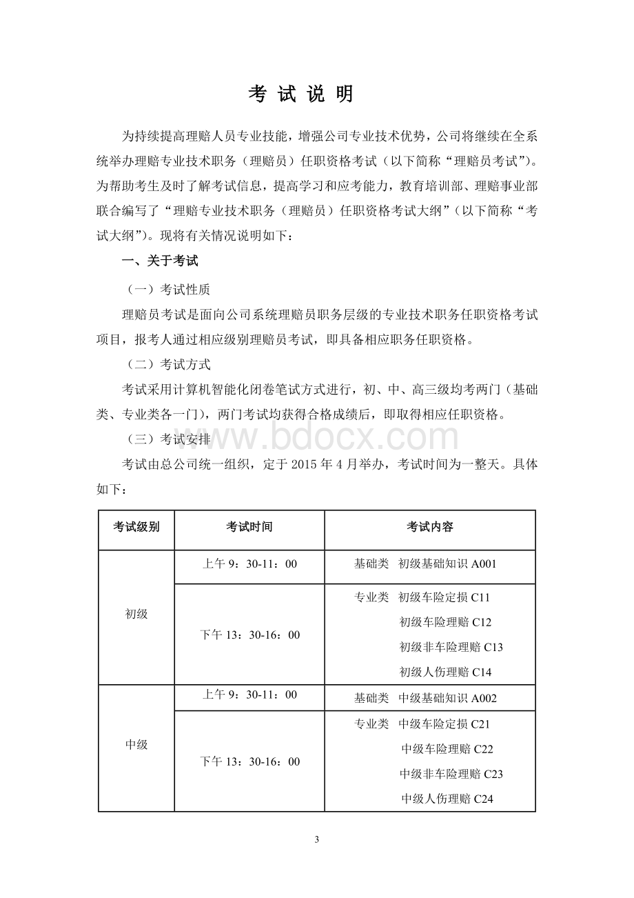 理赔专业技术职务(理赔员)任职资格考试大纲(2015版).doc_第3页