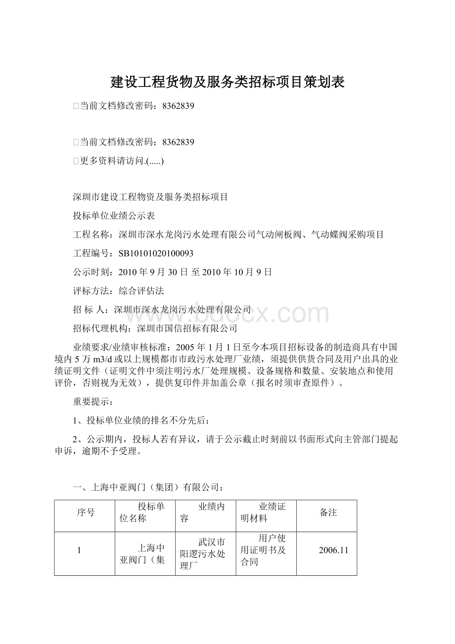 建设工程货物及服务类招标项目策划表Word文档格式.docx_第1页