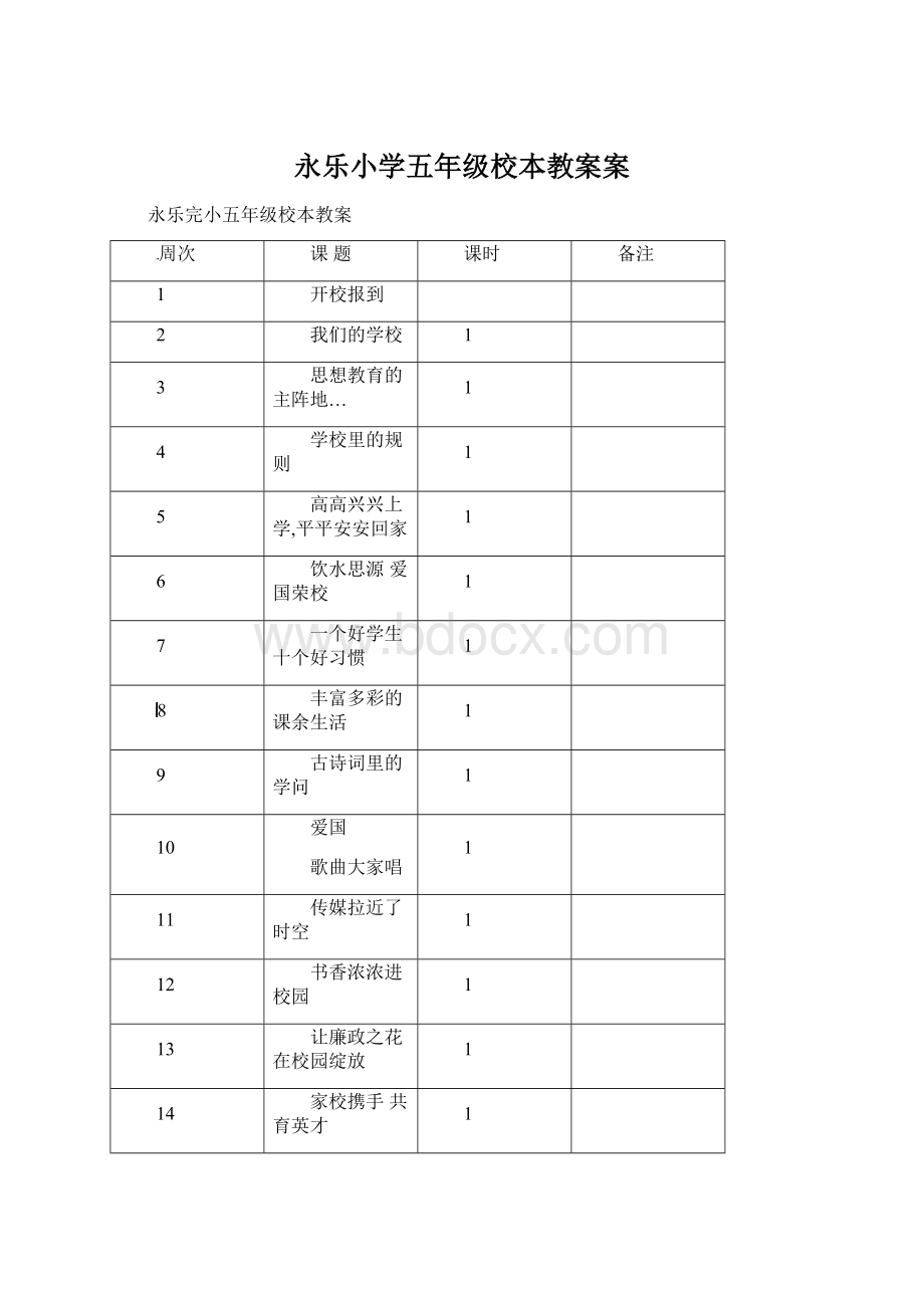 永乐小学五年级校本教案案Word格式.docx_第1页