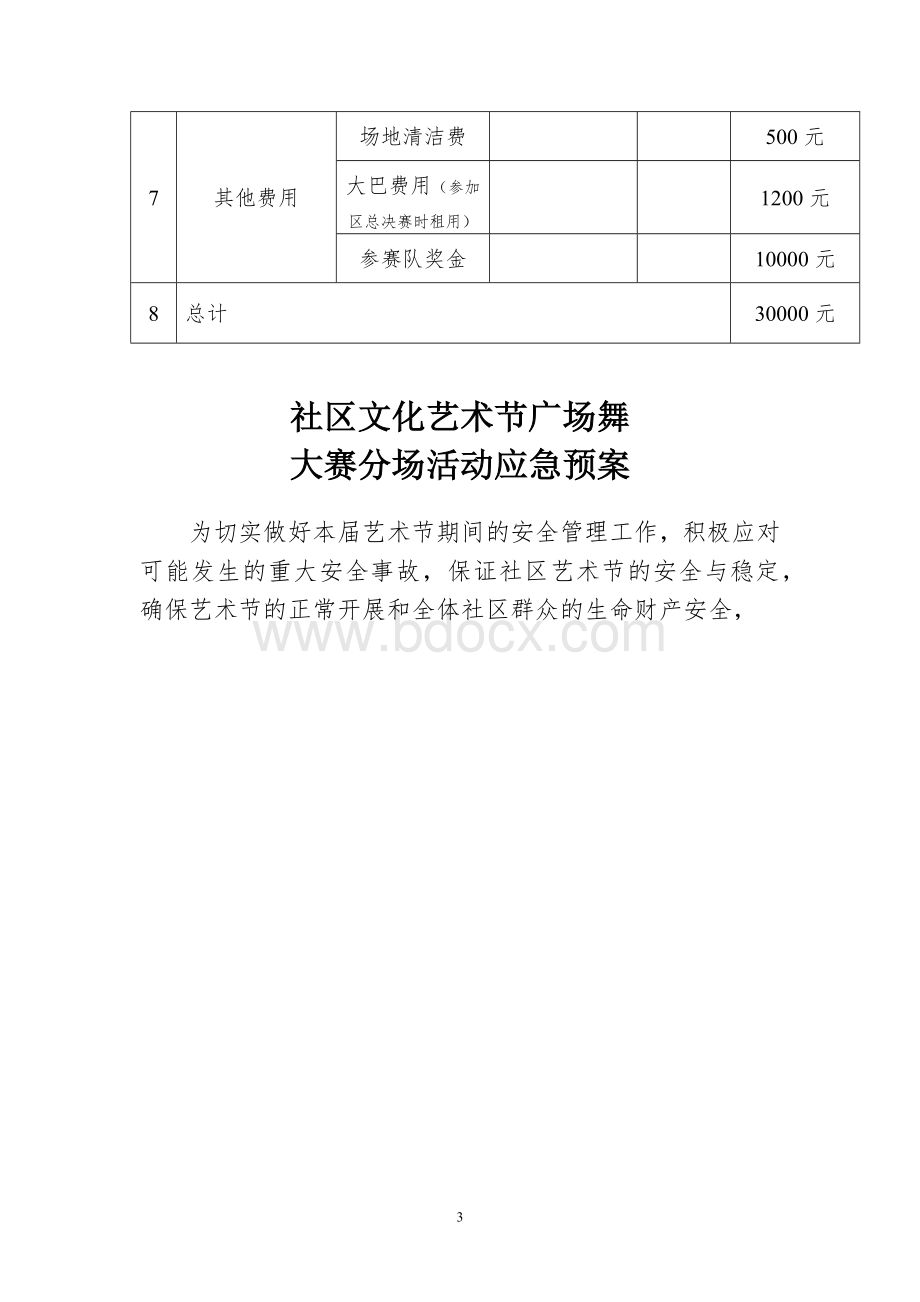 文体站广场舞项目实施方案及应急方案Word格式.docx_第3页