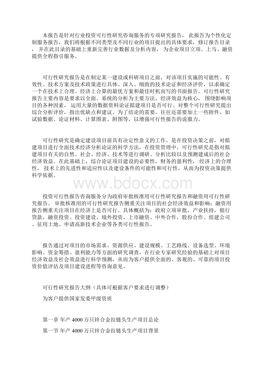 年产4000万只锌合金拉链头生产项目可行性研究报告Word格式.docx_第2页