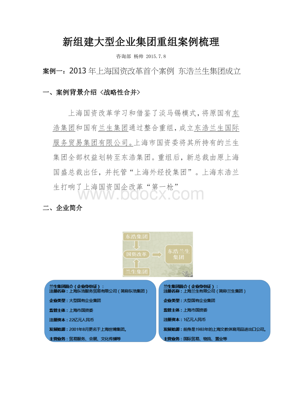 组建大型企业集团重组案例梳理Word格式文档下载.docx