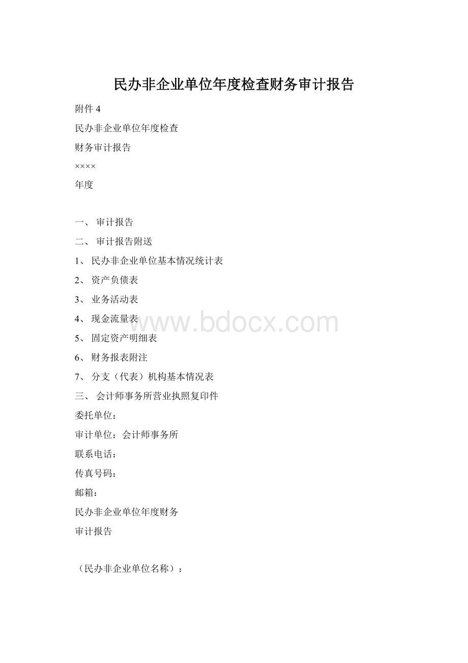 民办非企业单位年度检查财务审计报告Word文件下载.docx