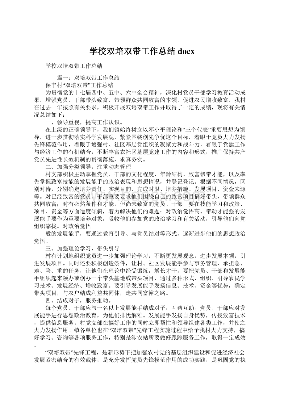 学校双培双带工作总结docx.docx