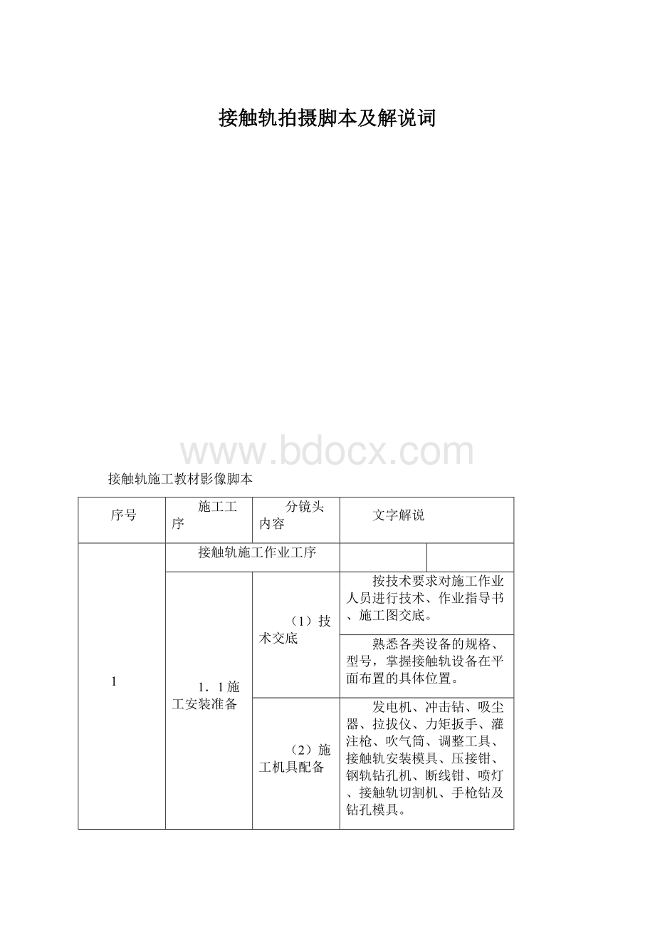 接触轨拍摄脚本及解说词Word文档格式.docx