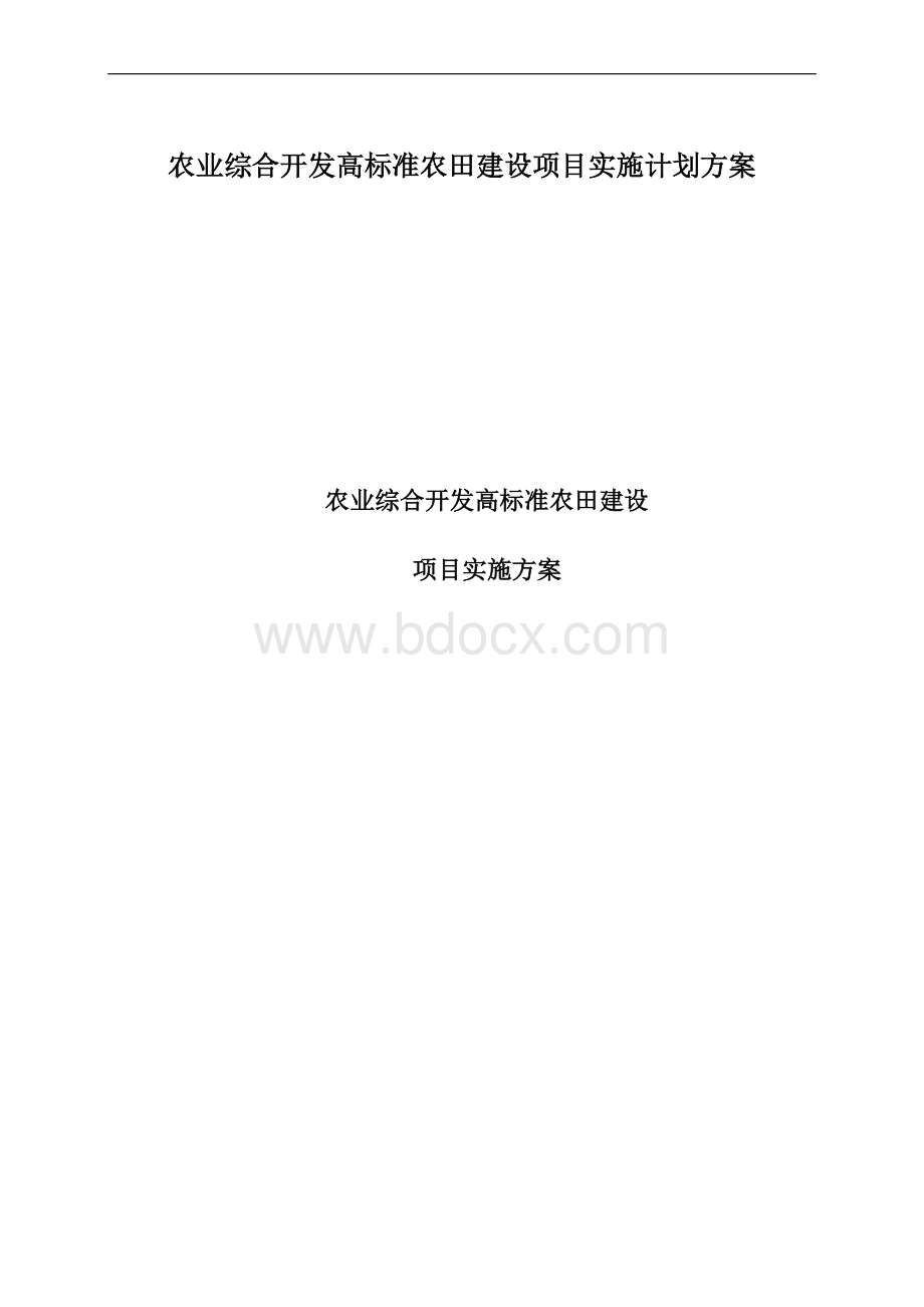 农业综合开发高标准农田建设项目实施计划方案Word文档格式.docx