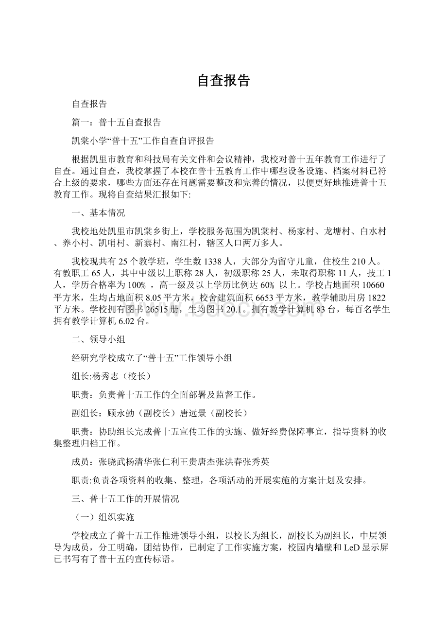 自查报告Word格式文档下载.docx_第1页