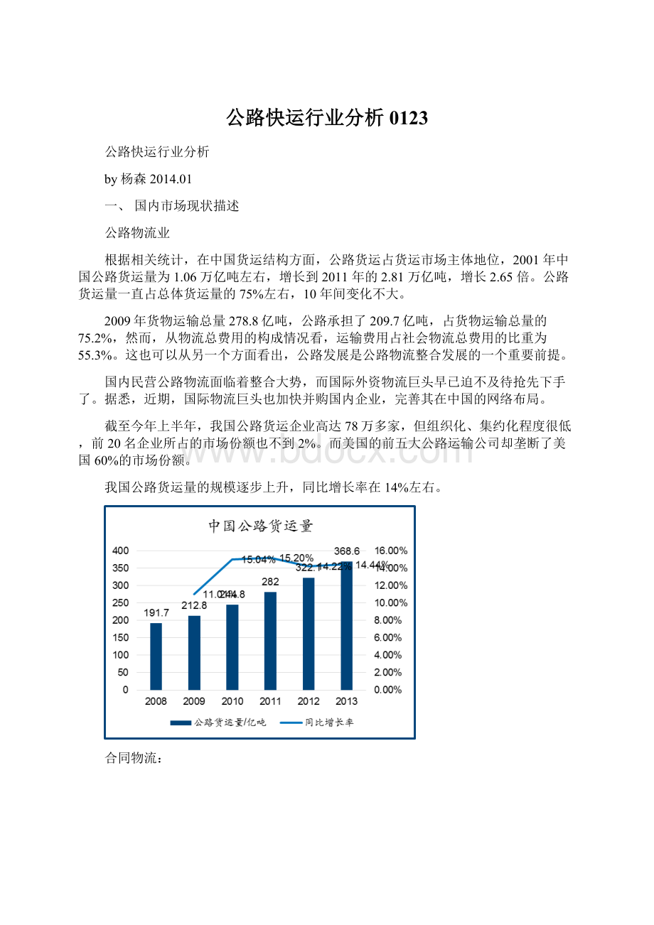 公路快运行业分析0123Word格式.docx