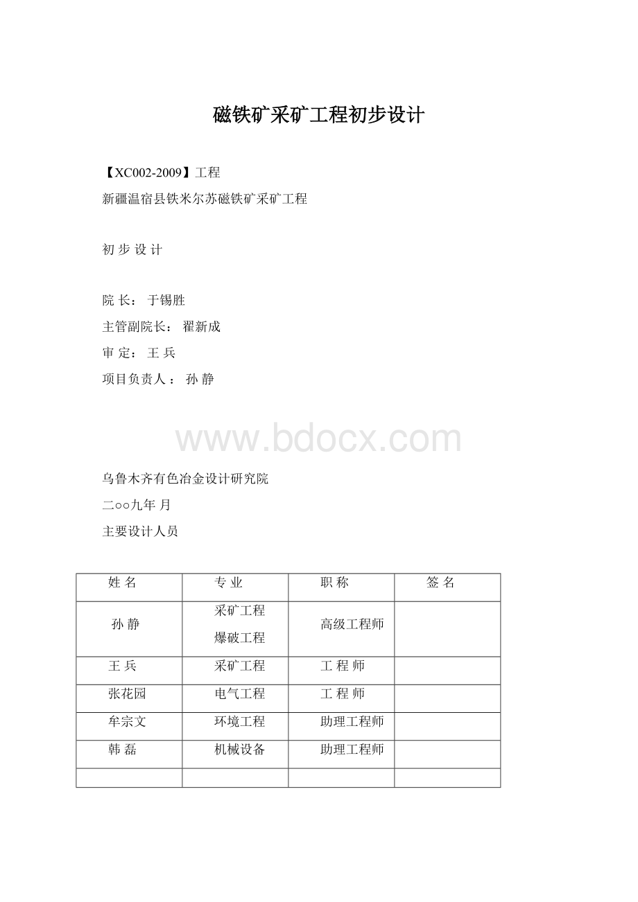 磁铁矿采矿工程初步设计.docx_第1页