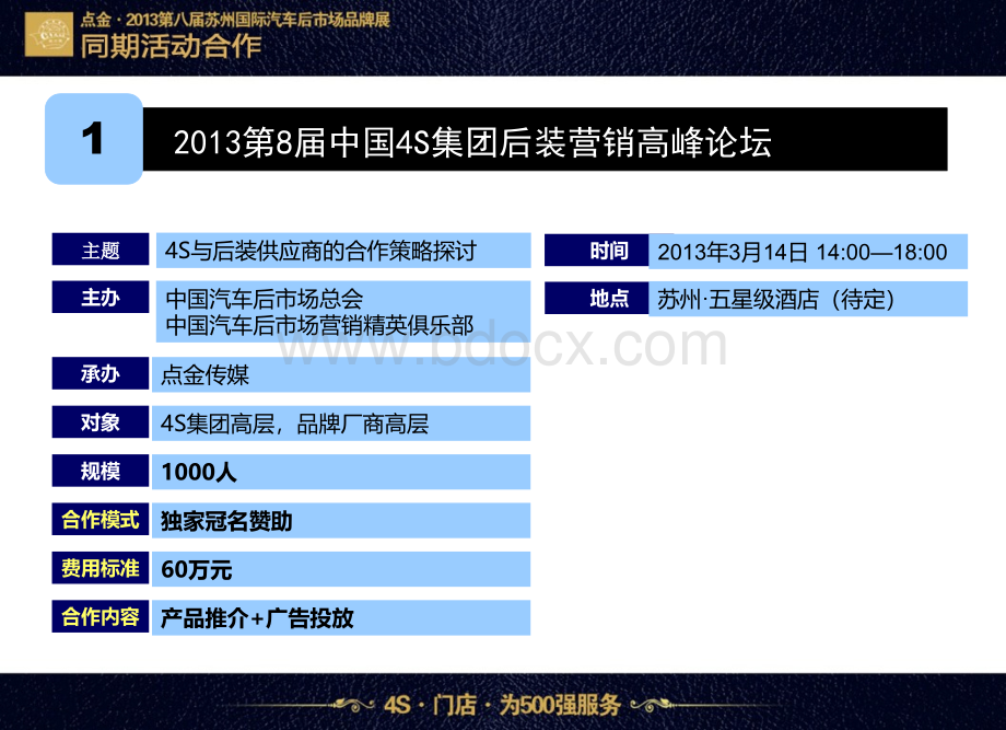 点金传媒2013年汽车后市场品牌展同期活动冠名合作方案优质PPT.ppt