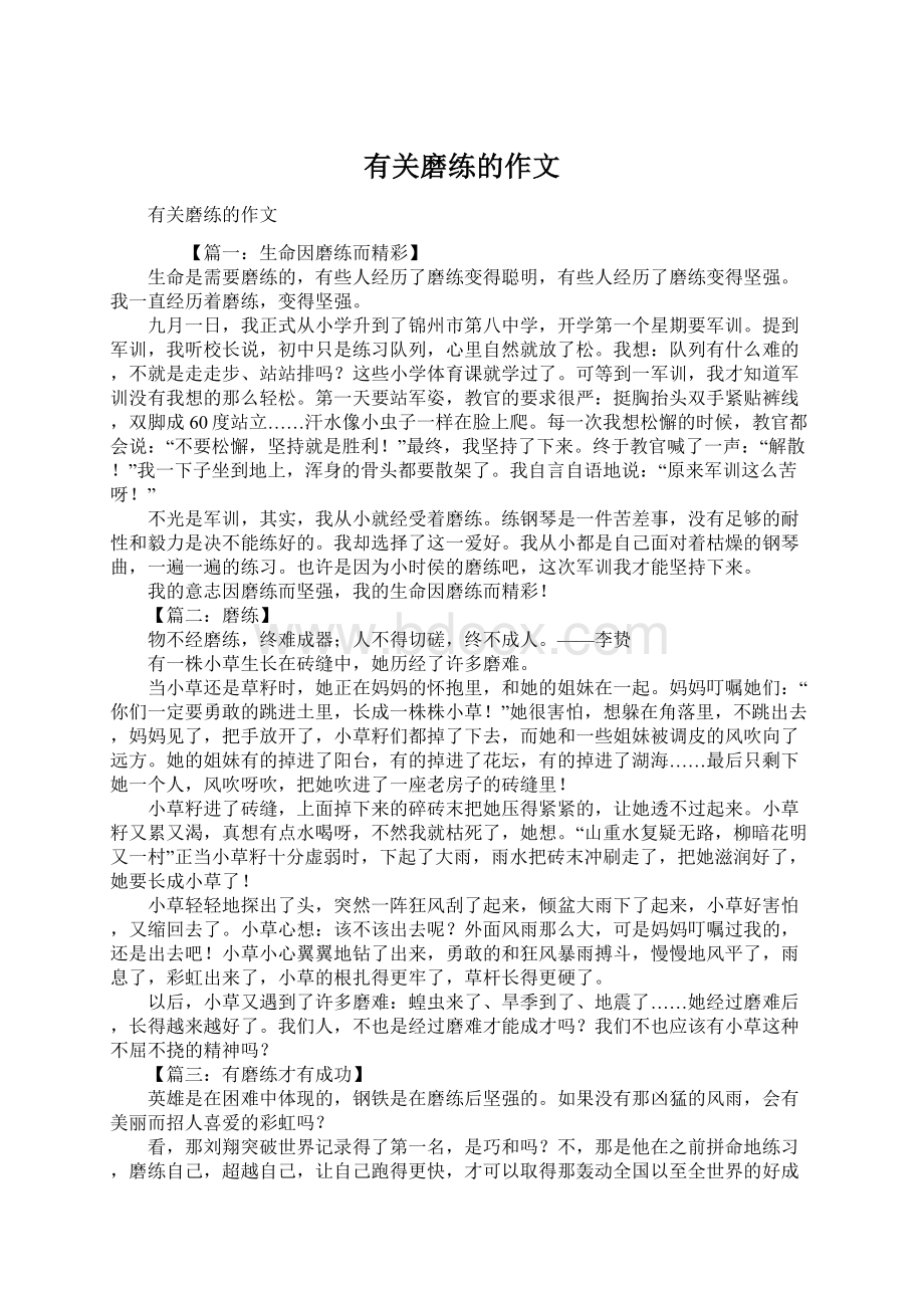 有关磨练的作文Word下载.docx_第1页