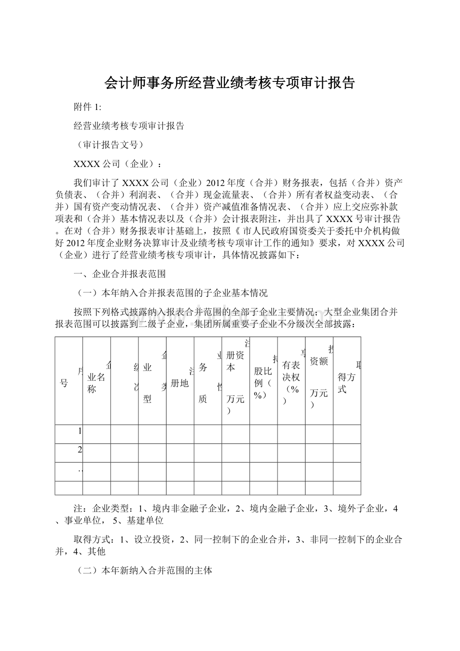 会计师事务所经营业绩考核专项审计报告Word格式.docx_第1页