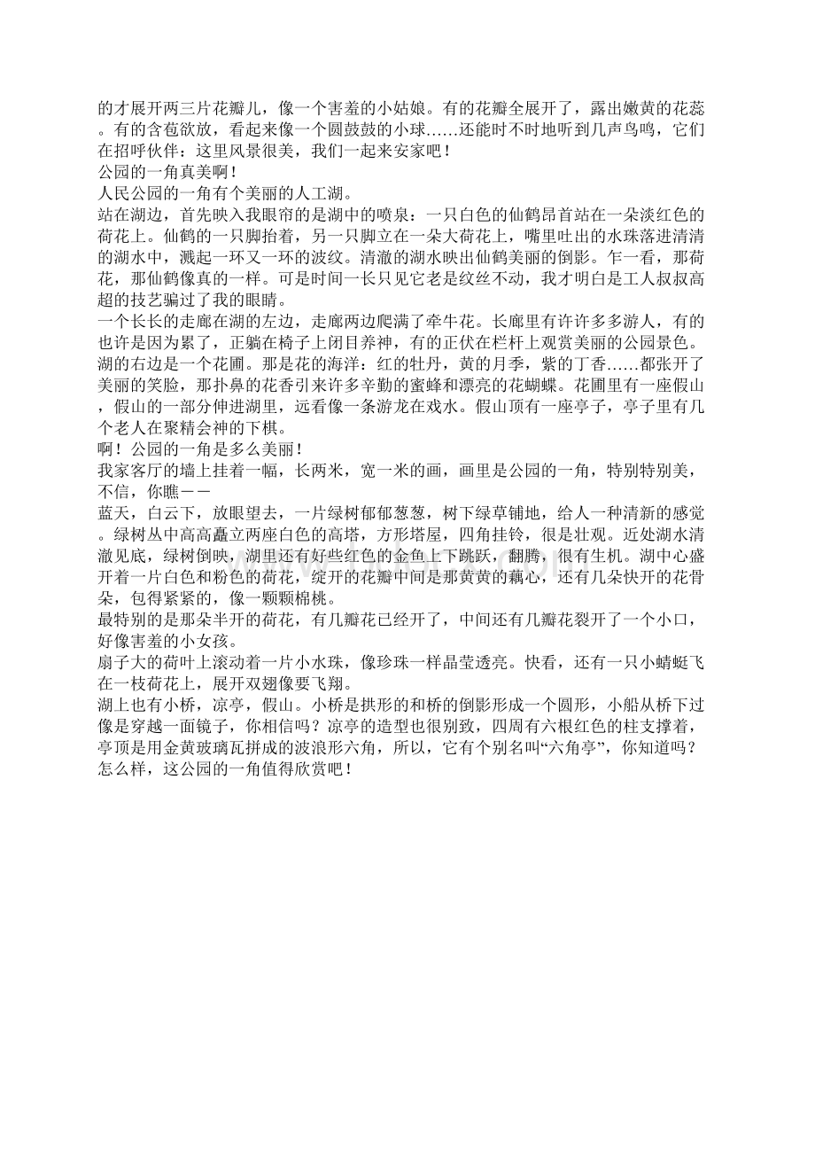 年公园一角400字优秀作文.docx_第3页