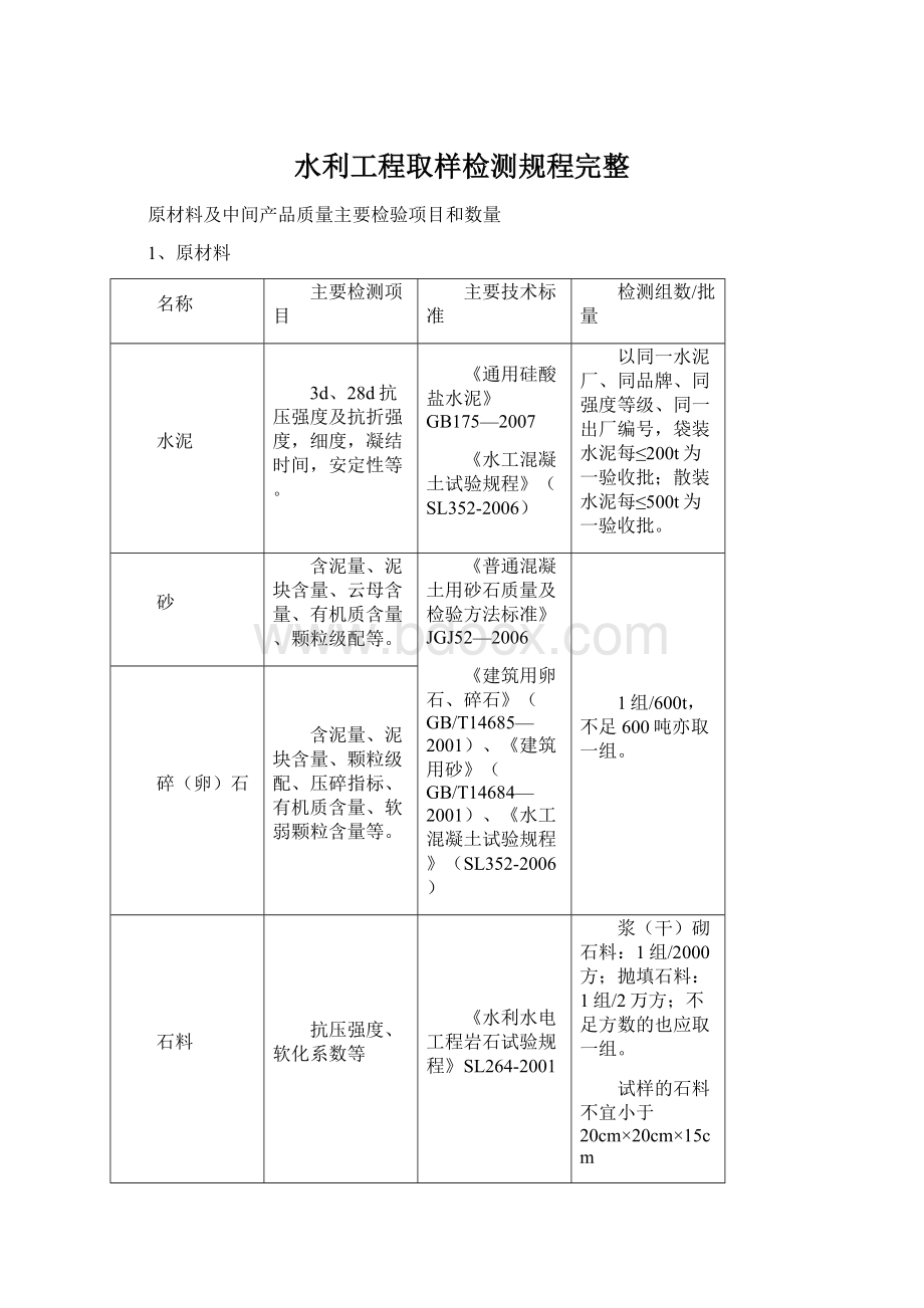 水利工程取样检测规程完整.docx