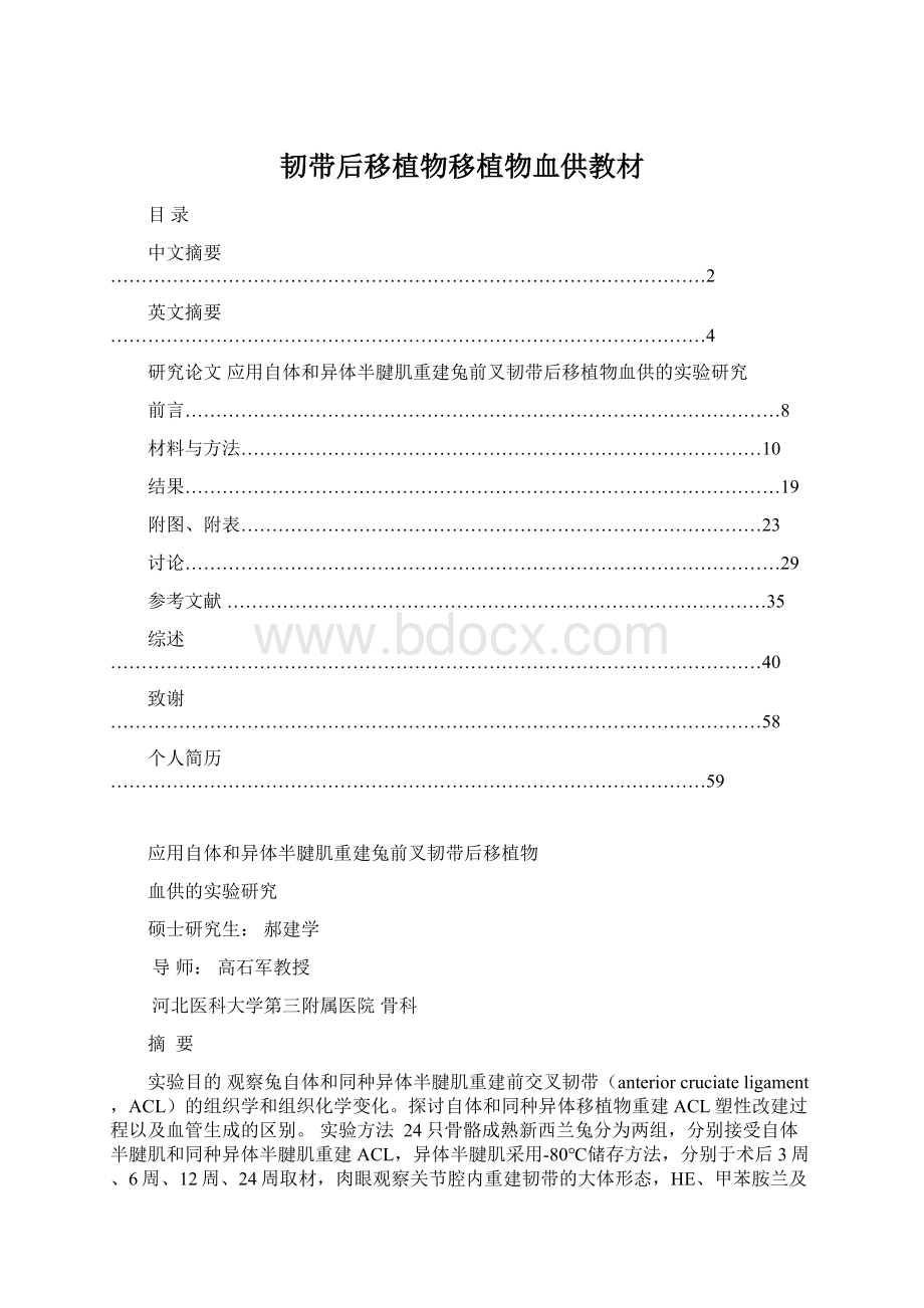 韧带后移植物移植物血供教材Word文件下载.docx