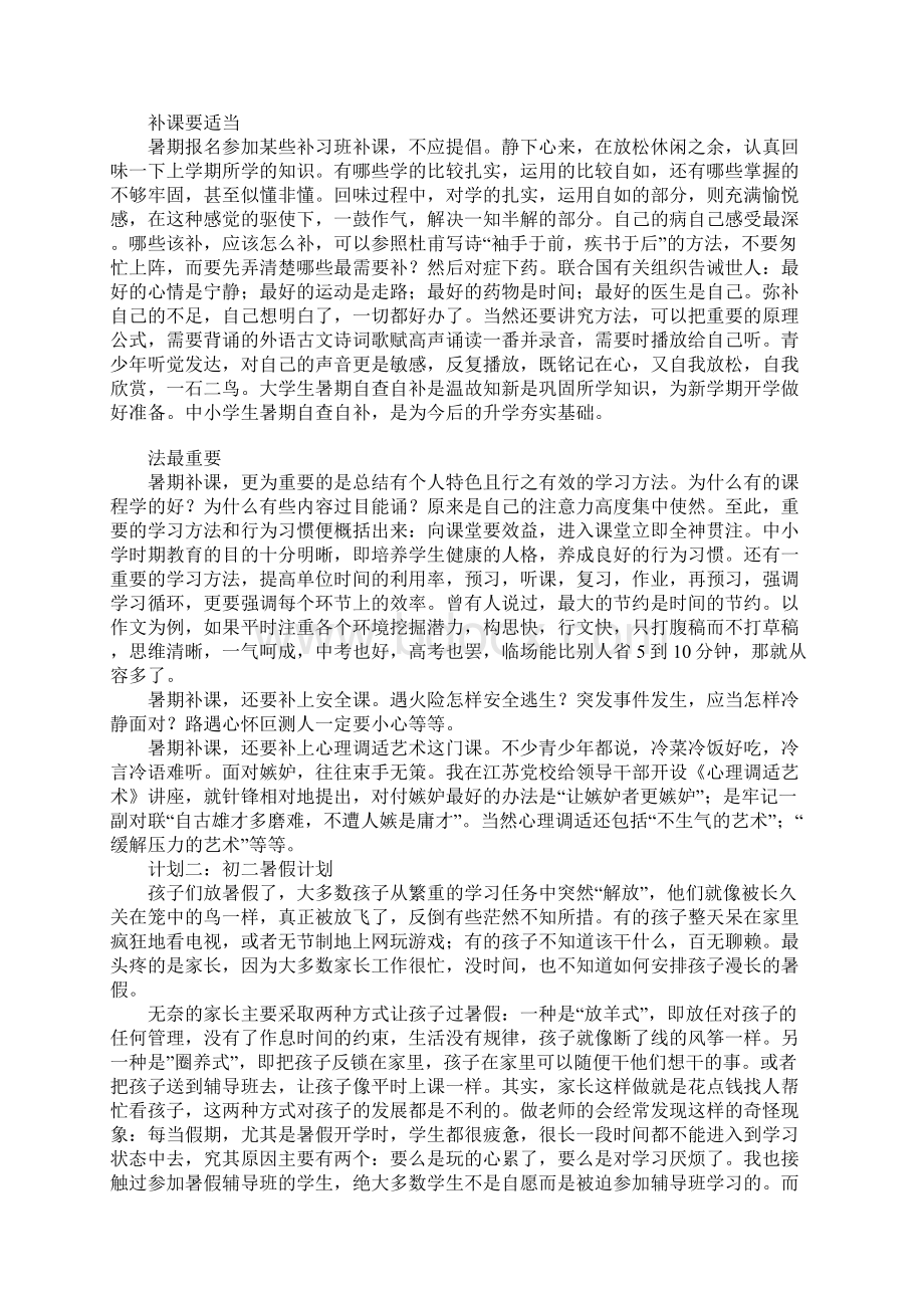 初二暑假计划.docx_第2页