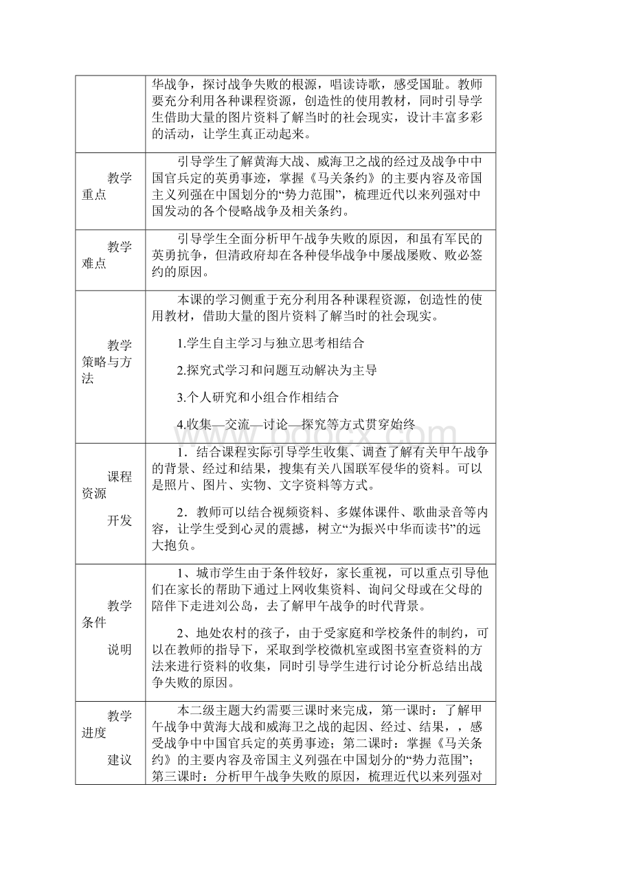 山东人民版思品六上《悲壮的抗争》表格教案.docx_第3页