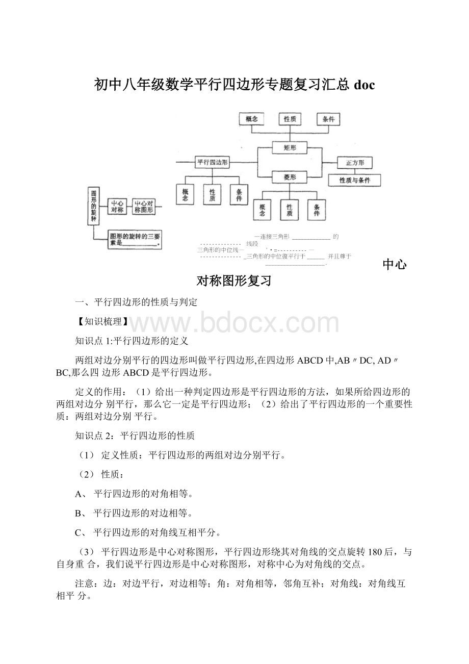 初中八年级数学平行四边形专题复习汇总doc.docx_第1页