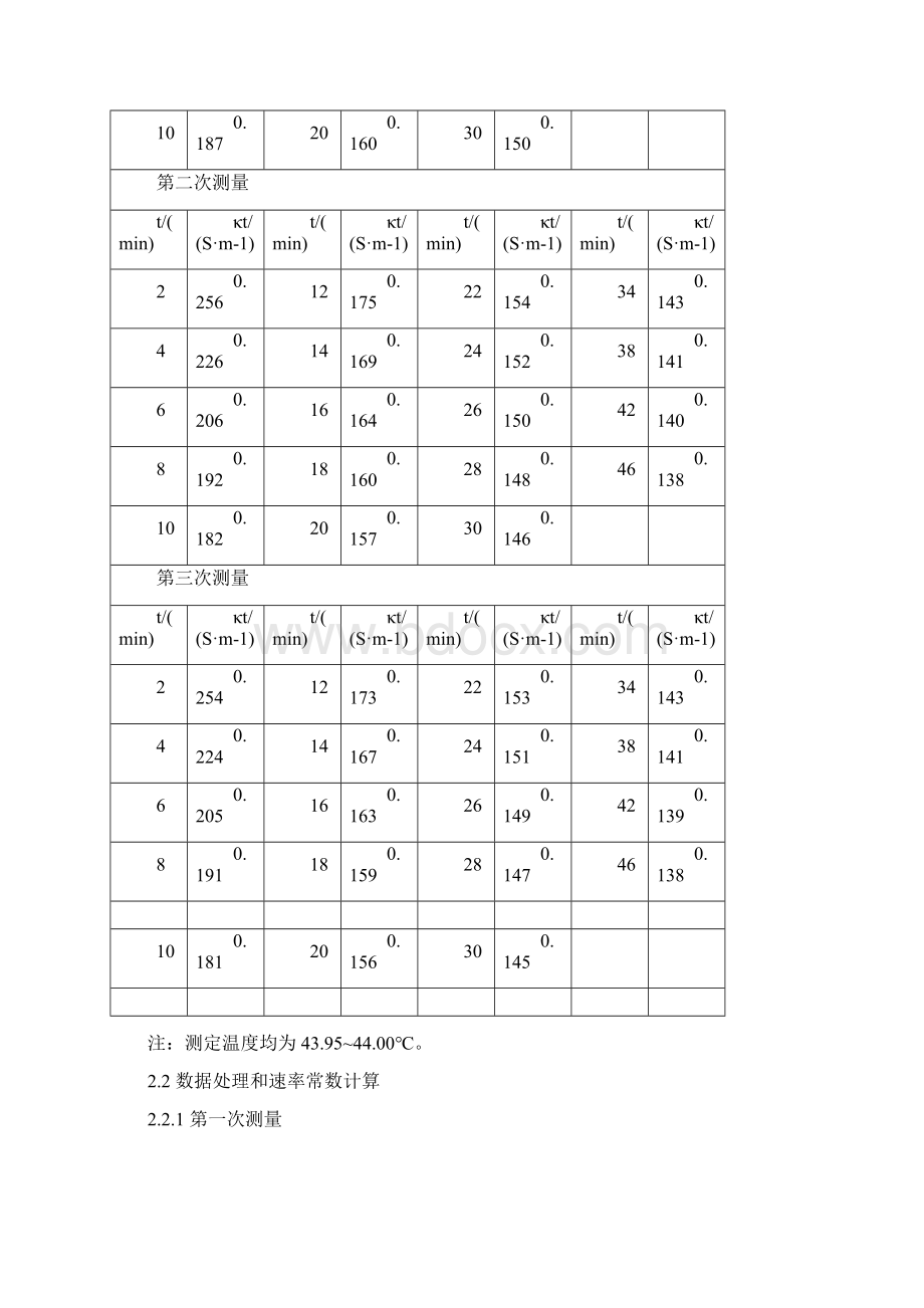 北京大学《物理化学实验》实验报告乙酸乙酯皂化反应.docx_第3页