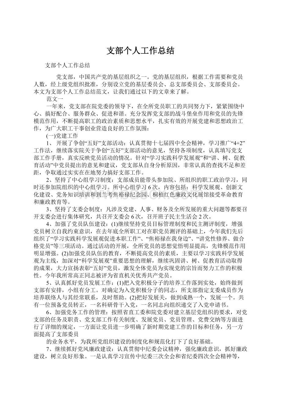 支部个人工作总结.docx_第1页