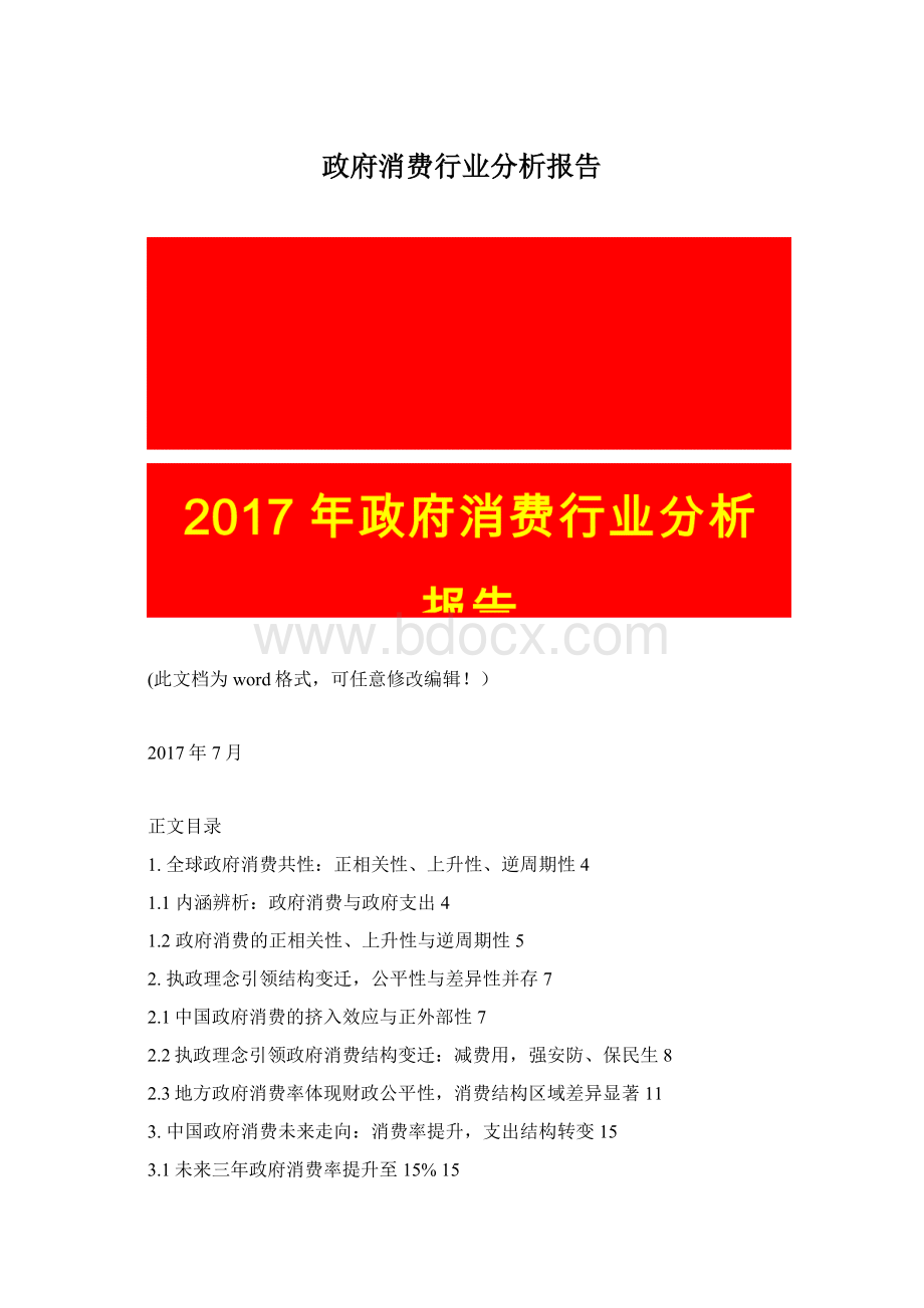 政府消费行业分析报告文档格式.docx