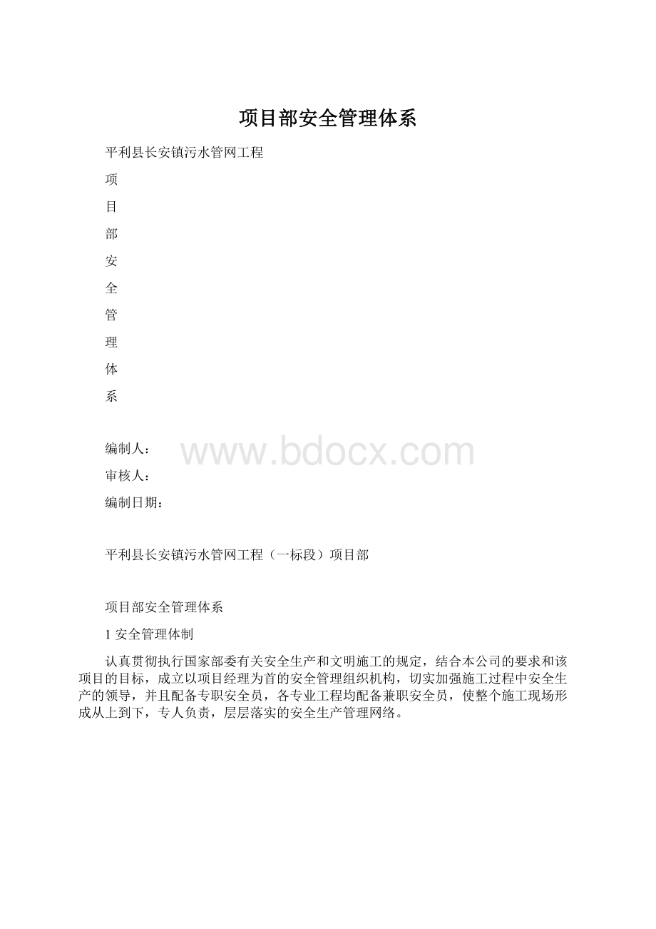 项目部安全管理体系.docx_第1页