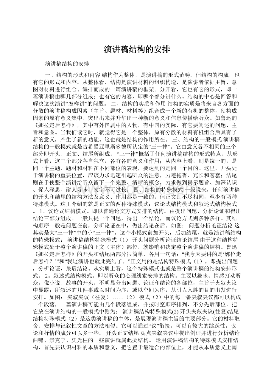 演讲稿结构的安排Word下载.docx