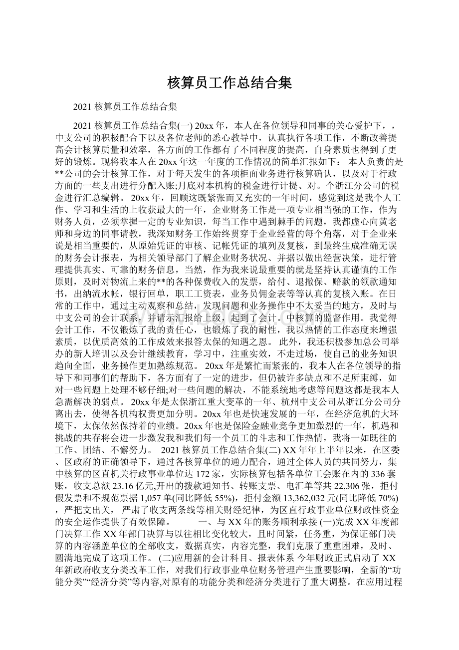 核算员工作总结合集.docx