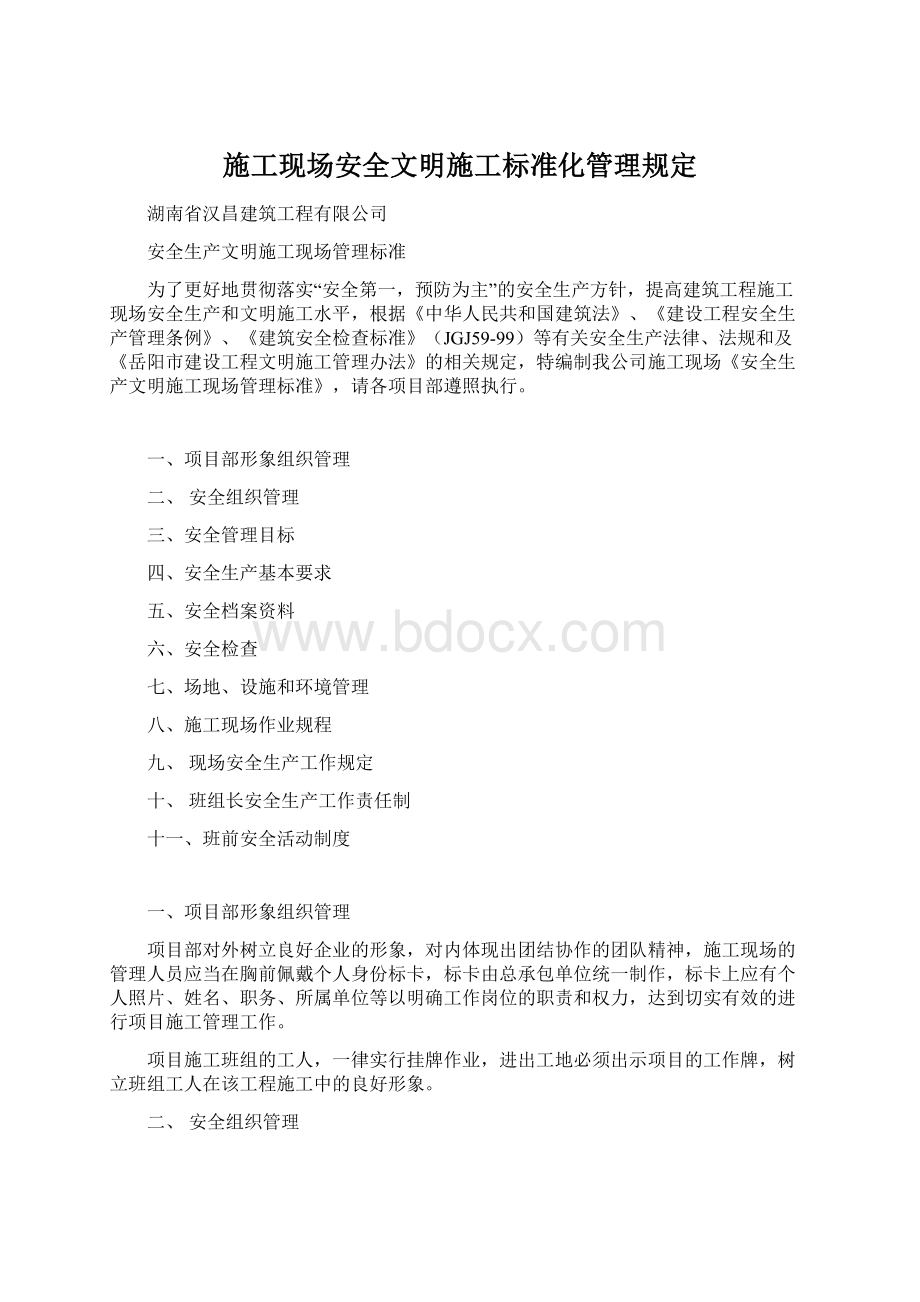 施工现场安全文明施工标准化管理规定.docx_第1页