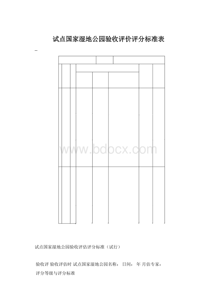 试点国家湿地公园验收评价评分标准表.docx