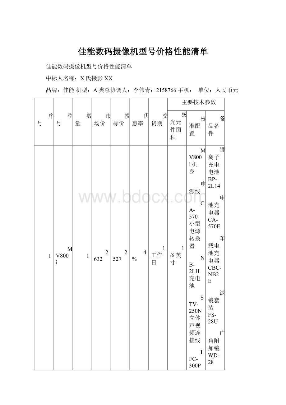 佳能数码摄像机型号价格性能清单Word文件下载.docx_第1页