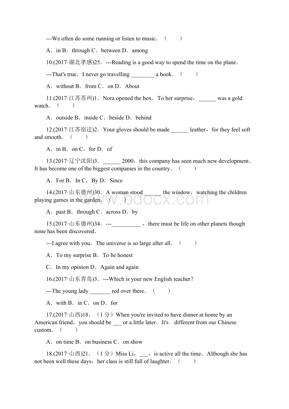 中考英语真题单项选择分类试题介词77题详解有配套PPTWord下载.docx_第2页