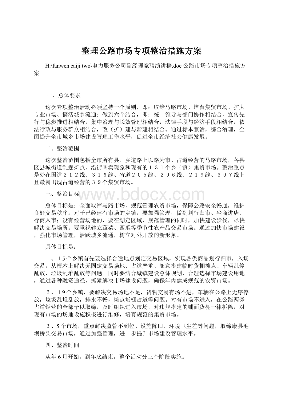 整理公路市场专项整治措施方案.docx_第1页