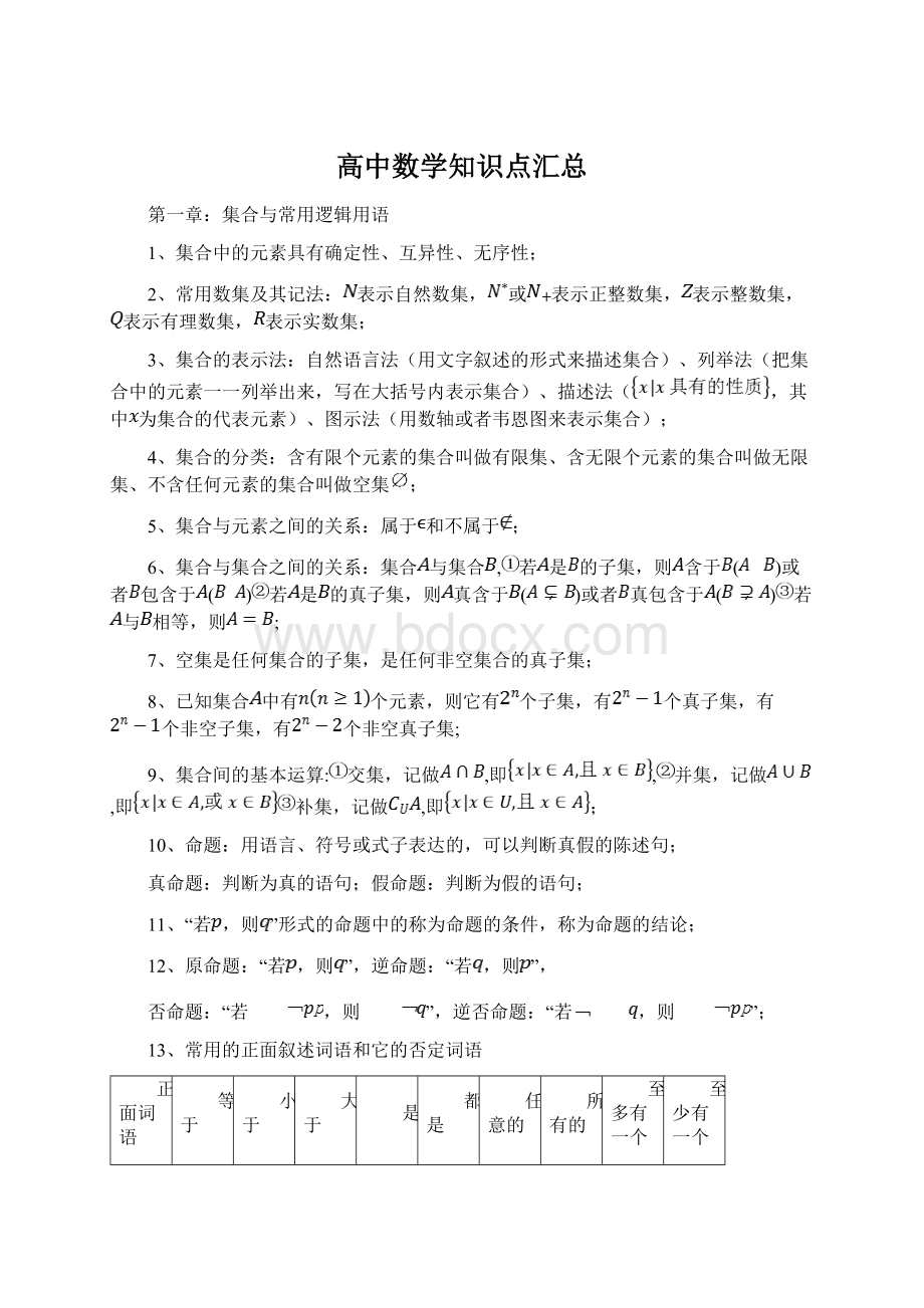 高中数学知识点汇总.docx