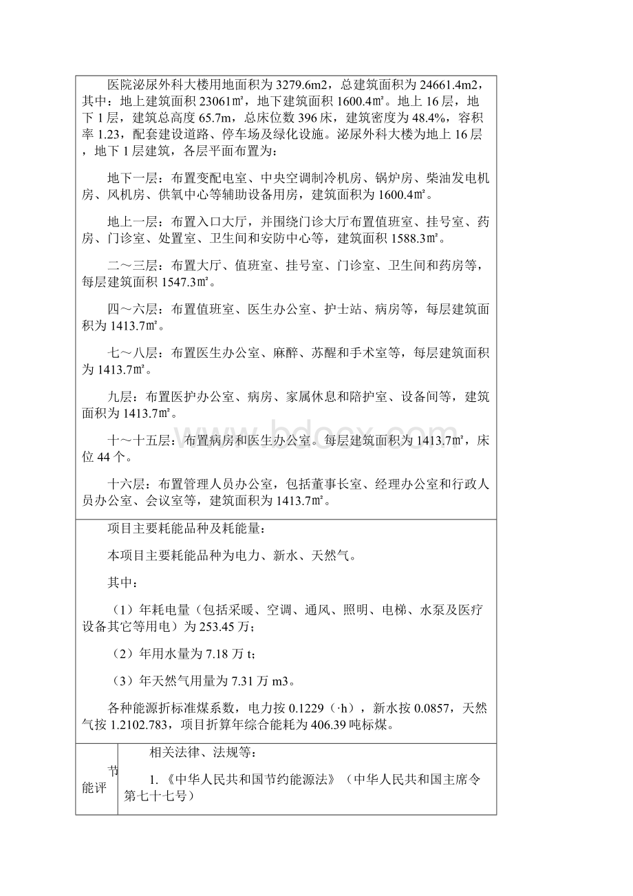 医XX院泌尿外科大楼节能评估报告表Word文档格式.docx_第2页