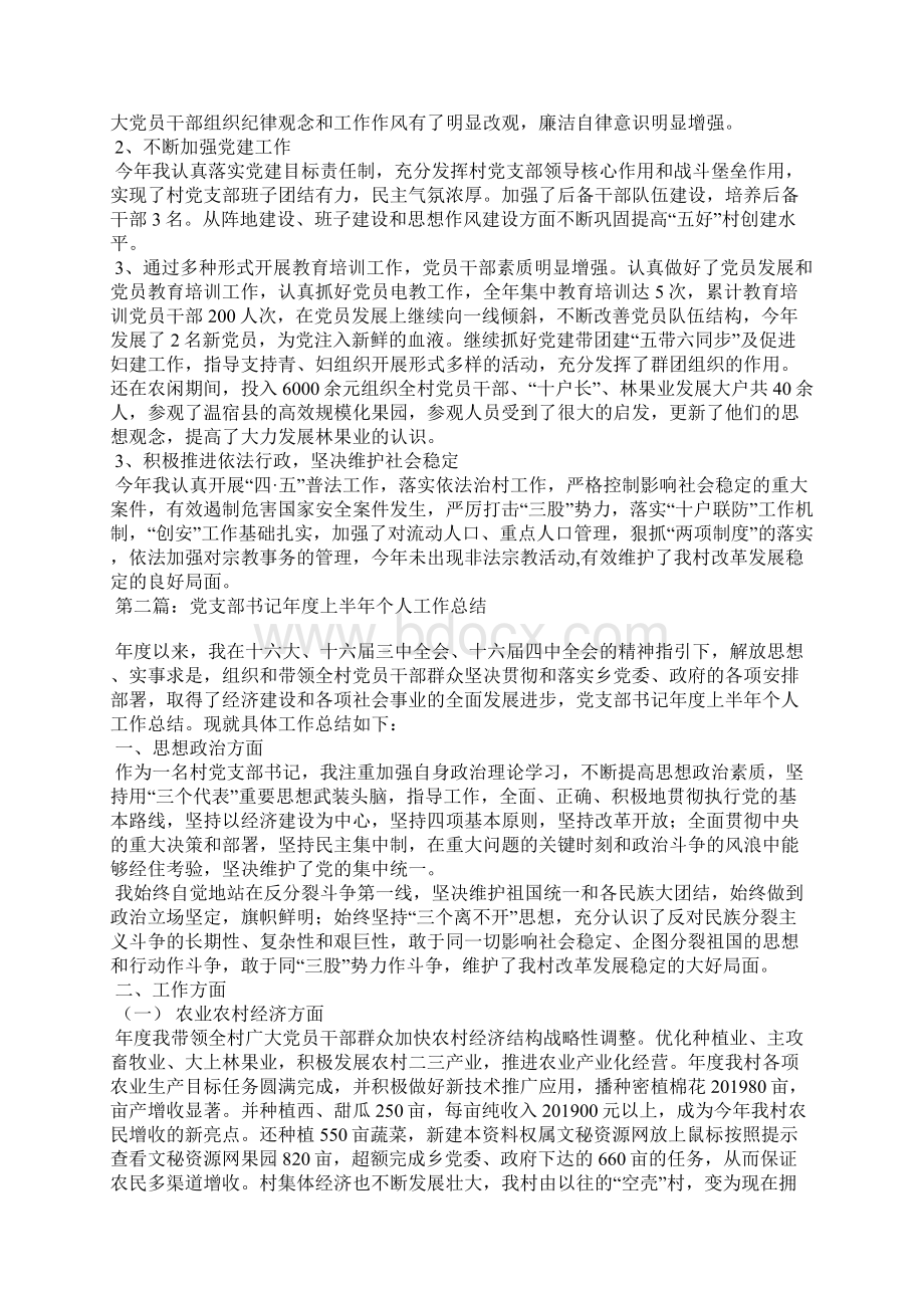 党支部书记上半年个人工作总结精选汇编Word格式.docx_第2页