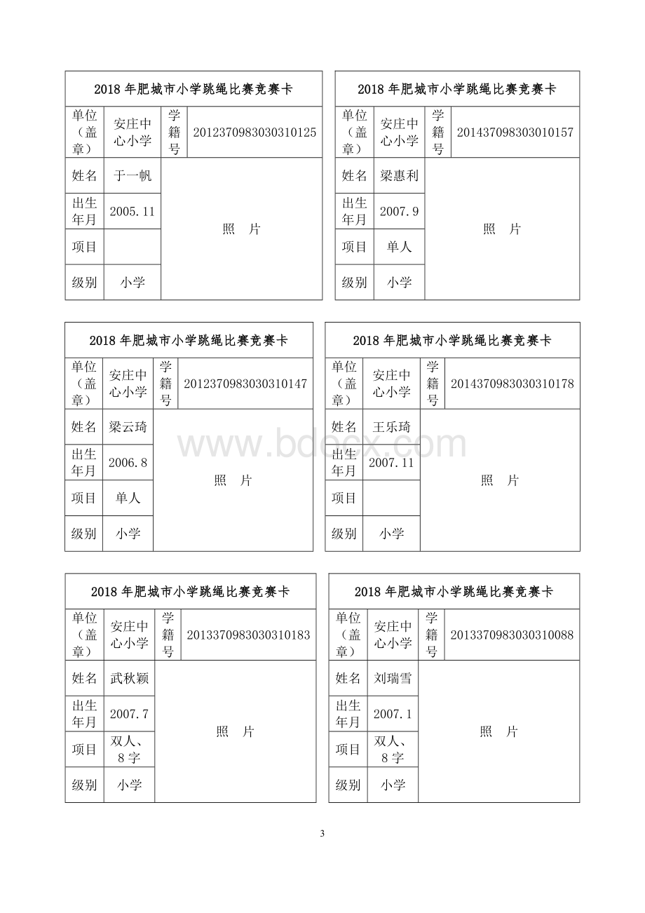 肥城市中小学生跳绳比赛报名表Word文档格式.doc_第3页