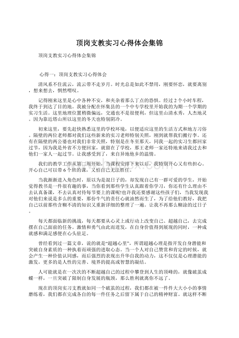 顶岗支教实习心得体会集锦.docx