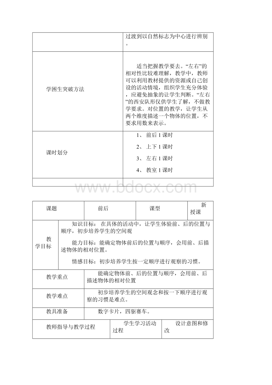 秋季学期新北师大版一年级数学上学期第5单元位置与顺序单元复习教案6Word文档格式.docx_第2页